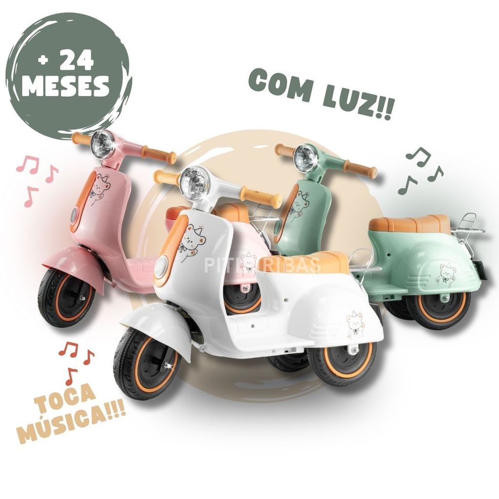 Avespa Moto Elétrica Infantil Lambreta 6V Passeio Criança