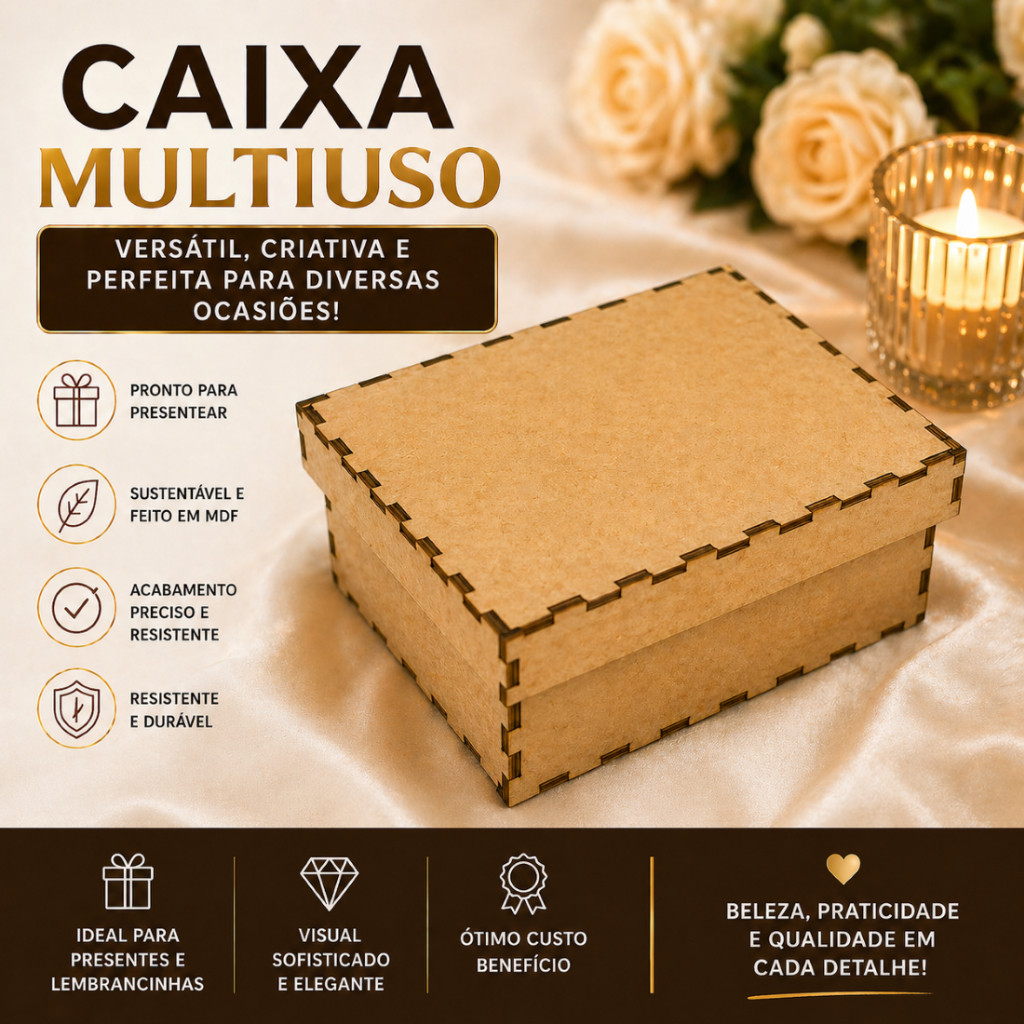 Kit de 2, 4 e 8 Caixa com Tampa MDF lembrancinha casamento aniversário convite Presente