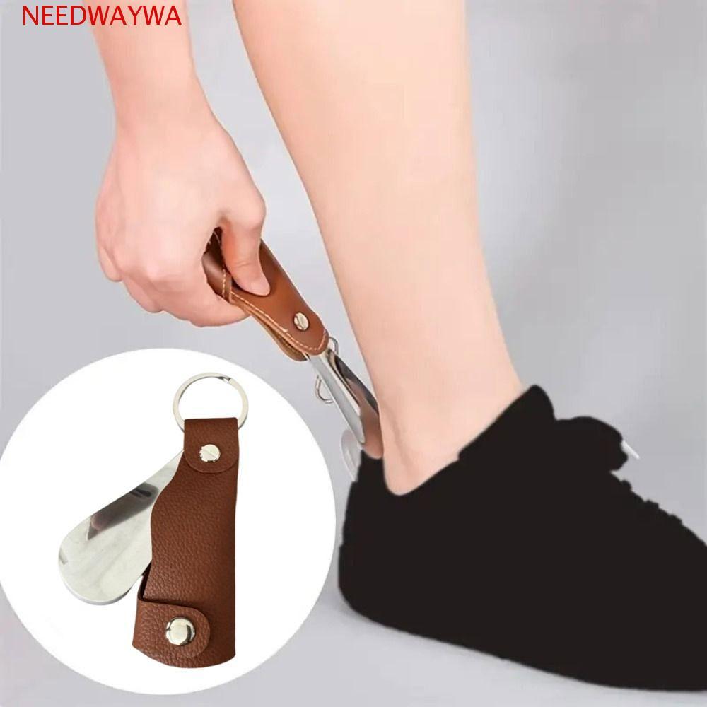 Chaveiro De Calçadeira NEEDWAYWA , Levantador De Sapato Portátil De Couro PU , Mini Buzina De Aço Inoxidável Fácil De Se