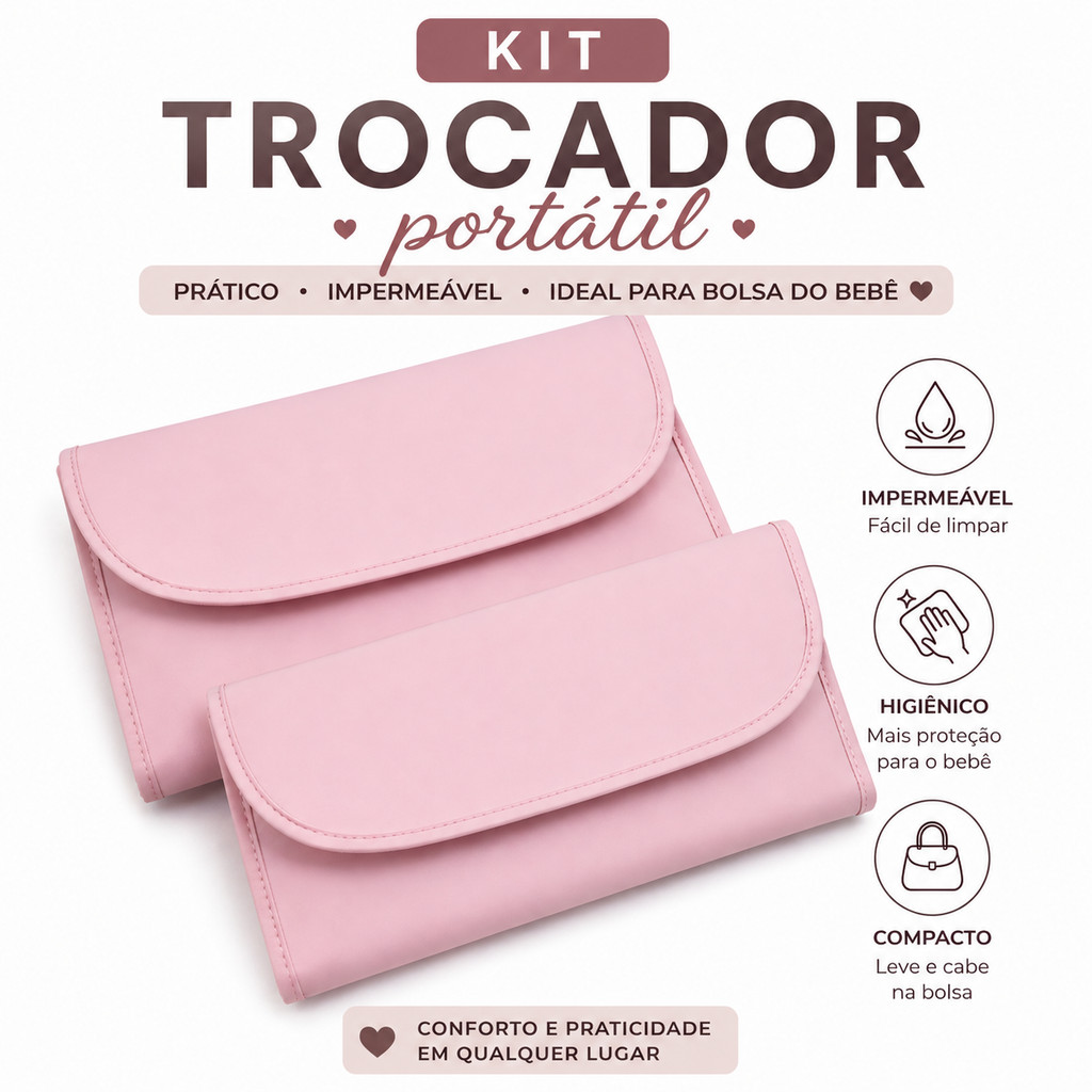 kit de 2 trocadores de Fralda Portátil Impermeável e acolchoado