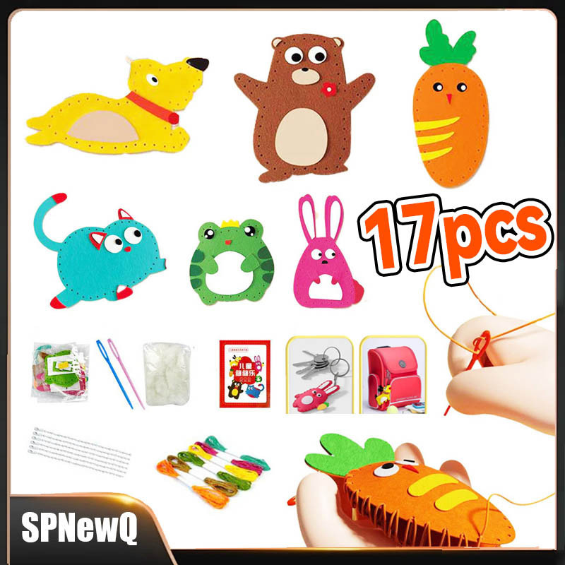 Kit De Costura De 17 Peças DIY Brinquedos De Costura De Animais Para Treinamento De Habilidades Motoras Finas