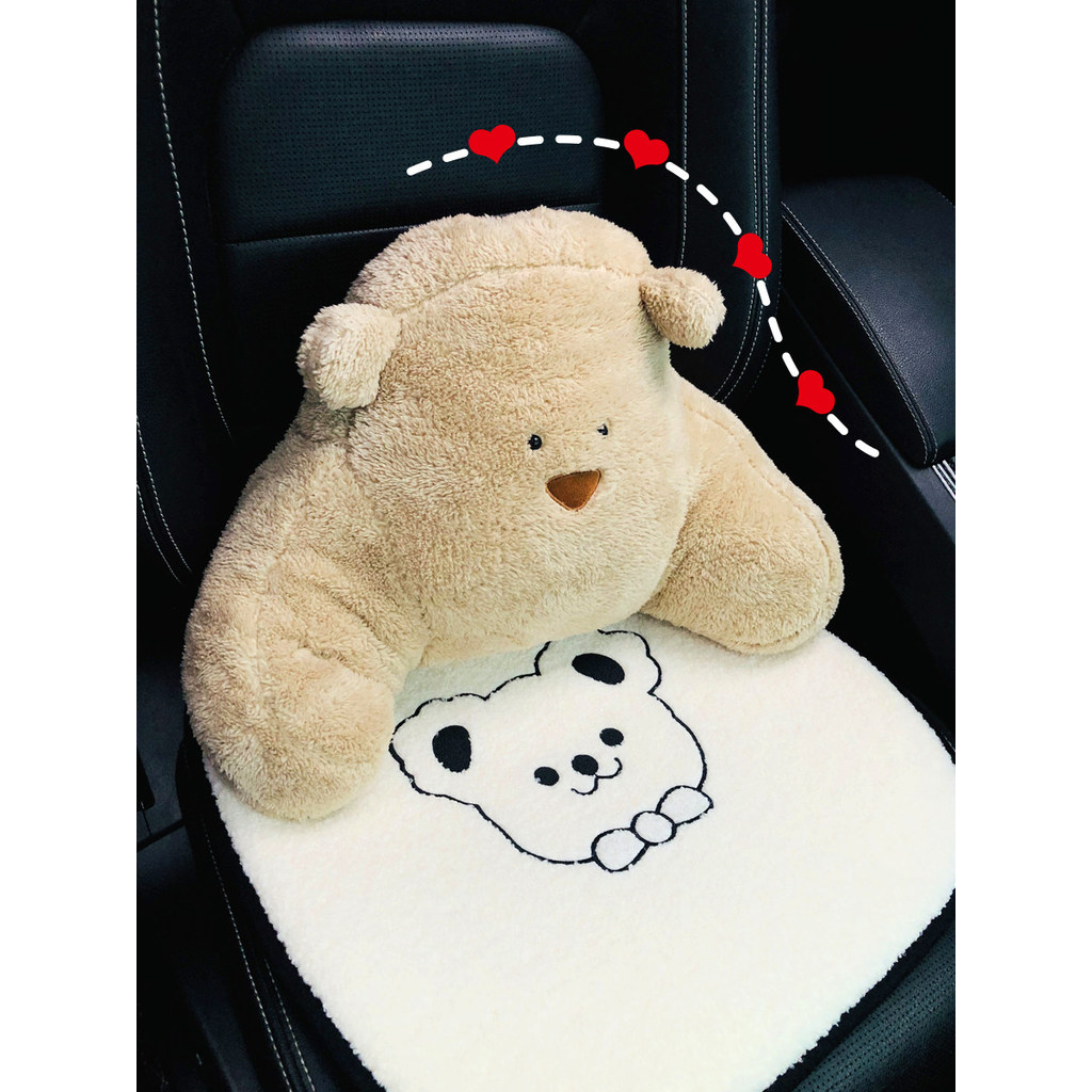 Almofada do carro almofada lombar urso de pelúcia almofada lombar assento travesseiro lombar escritório apoio lombar tra