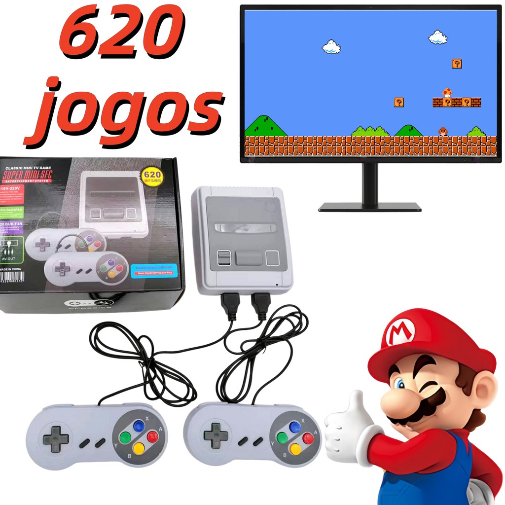Video Game Super Mini 620 Jogos Retro 8 Bits 2 Controles Nitendo
