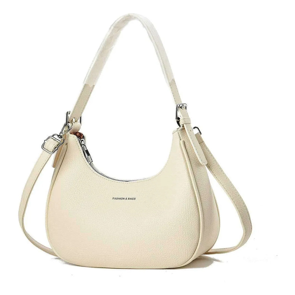 Bolsa Meia Lua Lisa Bolso Interno Com Zíper Ye2