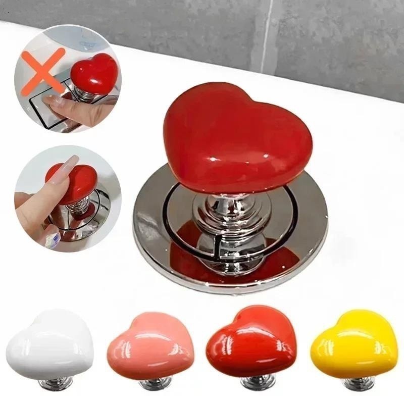 Botão de Descarga Coração para Vaso Sanitário | Decoração Fofa e Funcional para Banheiro