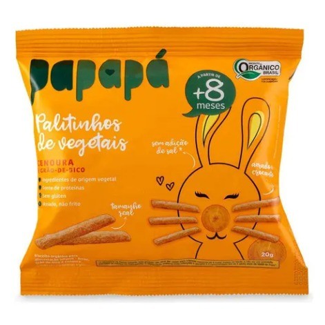 Palitinhos De Vegetais Cenoura e Grão de Bico 20g - Papapá