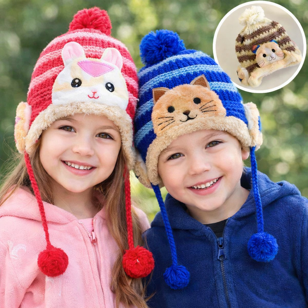 Gorro Touca Infantil com Protetor de Orelha Bichinhos Ref- 0199