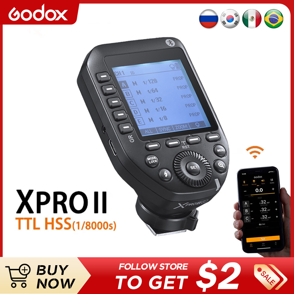 Godox Xpro II TTL Gatilho De Flash Sem Fio 1/8000s HSS-Converter-Função Manual Tela Grande Para Canon Nikon Sony Olympus