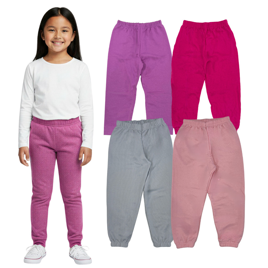 Kit 2 Calça Moletom Infantil Menina Lisas Sortidas Meia Estação Feminina Confortável e Estilosa
