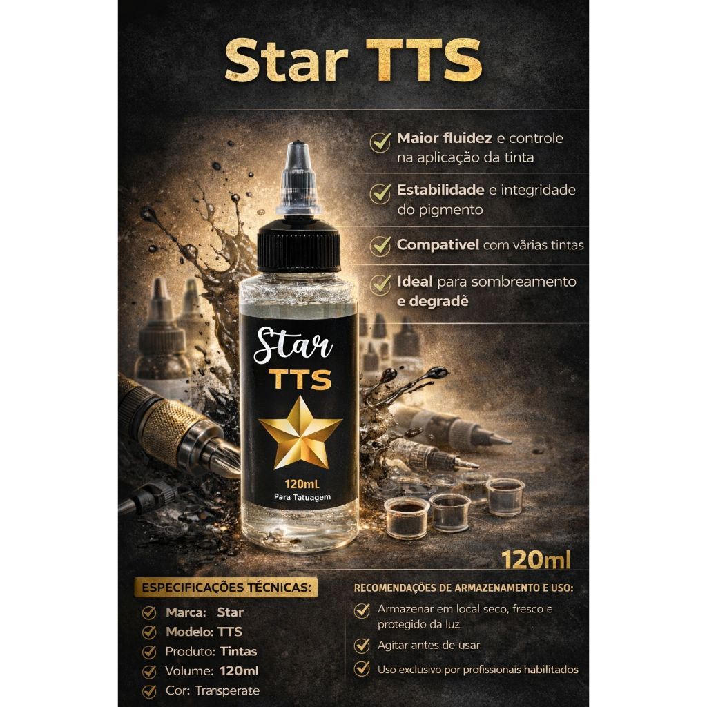 Star 120 ml Solução Dispersante Original TTS Profissional Tattoo