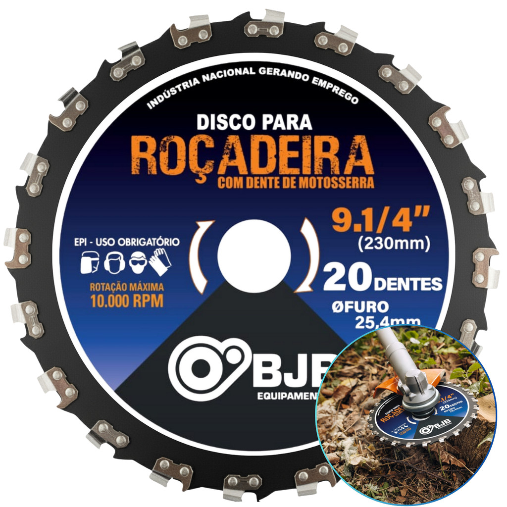 Lâmina Disco Dente Corrente Roçadeira Motoserra Furo 25mm  Alta Qualidade - BJB equipamentos