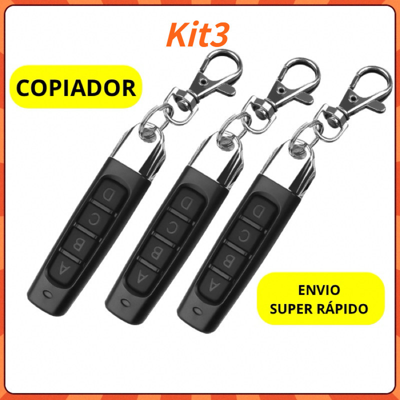 Kit3 Controle Remoto Universal para Portão Elétrico Eletrônico Garagem com Chaveiro