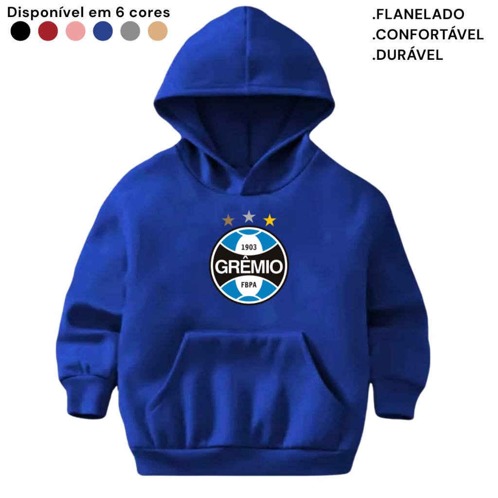 Moletom Infantil  Canguru Blusa Quentinha Casaco Gremio Estampado Times