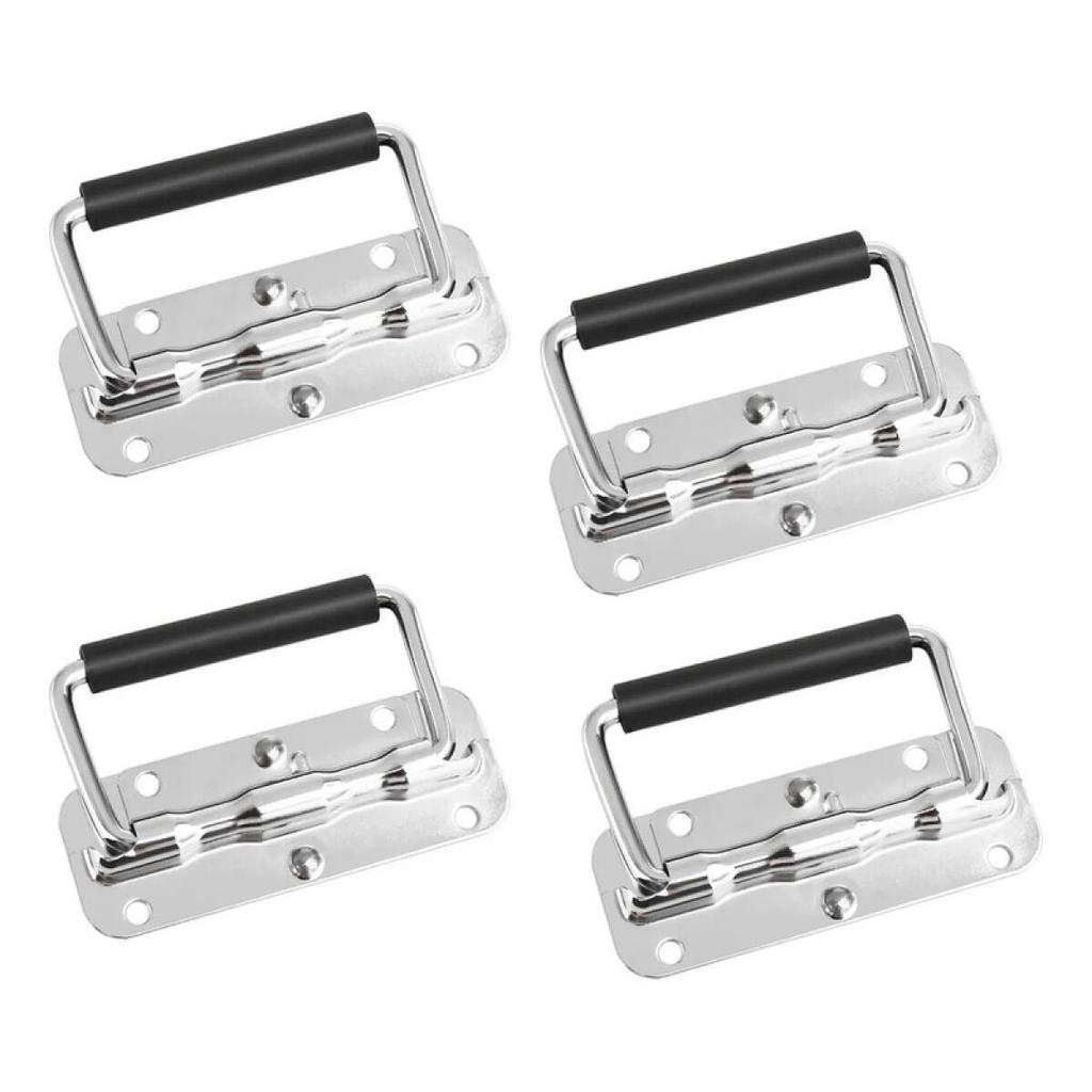 Puxador Com Mola Retrátil 120mm Kit 4 Unidades Alça Resistente Para Móveis De Metal Máquinas E Maletas De Instrumentos