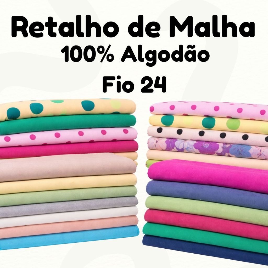 Retalho Grande  Malha 100% Algodão Lençol Fronha Fio 24