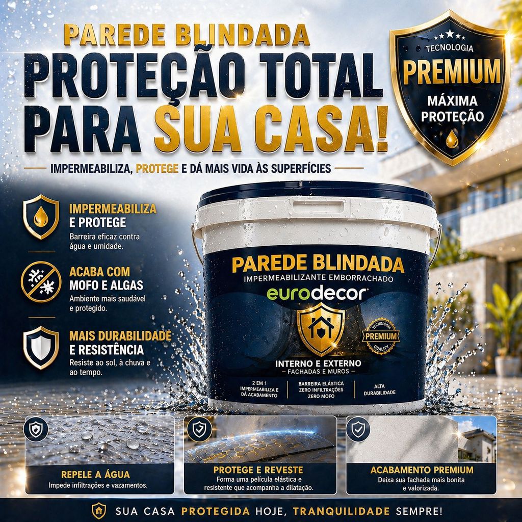 Super Tinta Emborrachada 3.6KG Ou 1KG Barreira Elástica Zero Infiltrações Parede Blindada