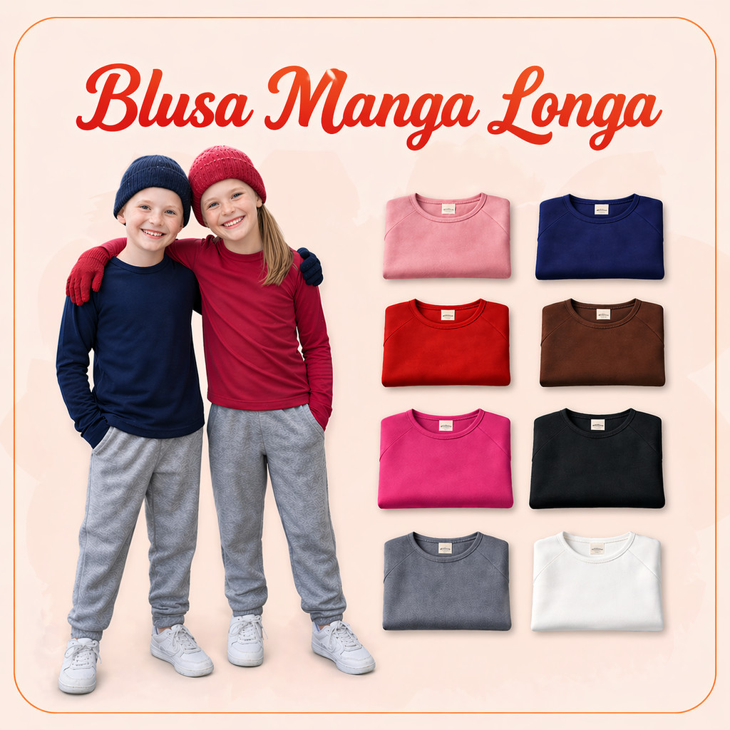Blusa de Manga Longa Térmico e Peluciada Frio Segunda Pele 10 a 16 Camiseta Termica Quentinha