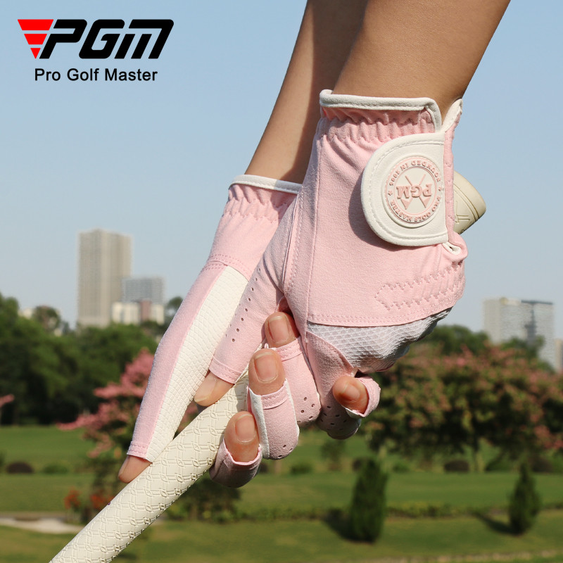 Novo estilo PGM luvas de golfe senhoras rosa respirável sem dedos meia luvas tela sensível ao toque mãos resistente ao d