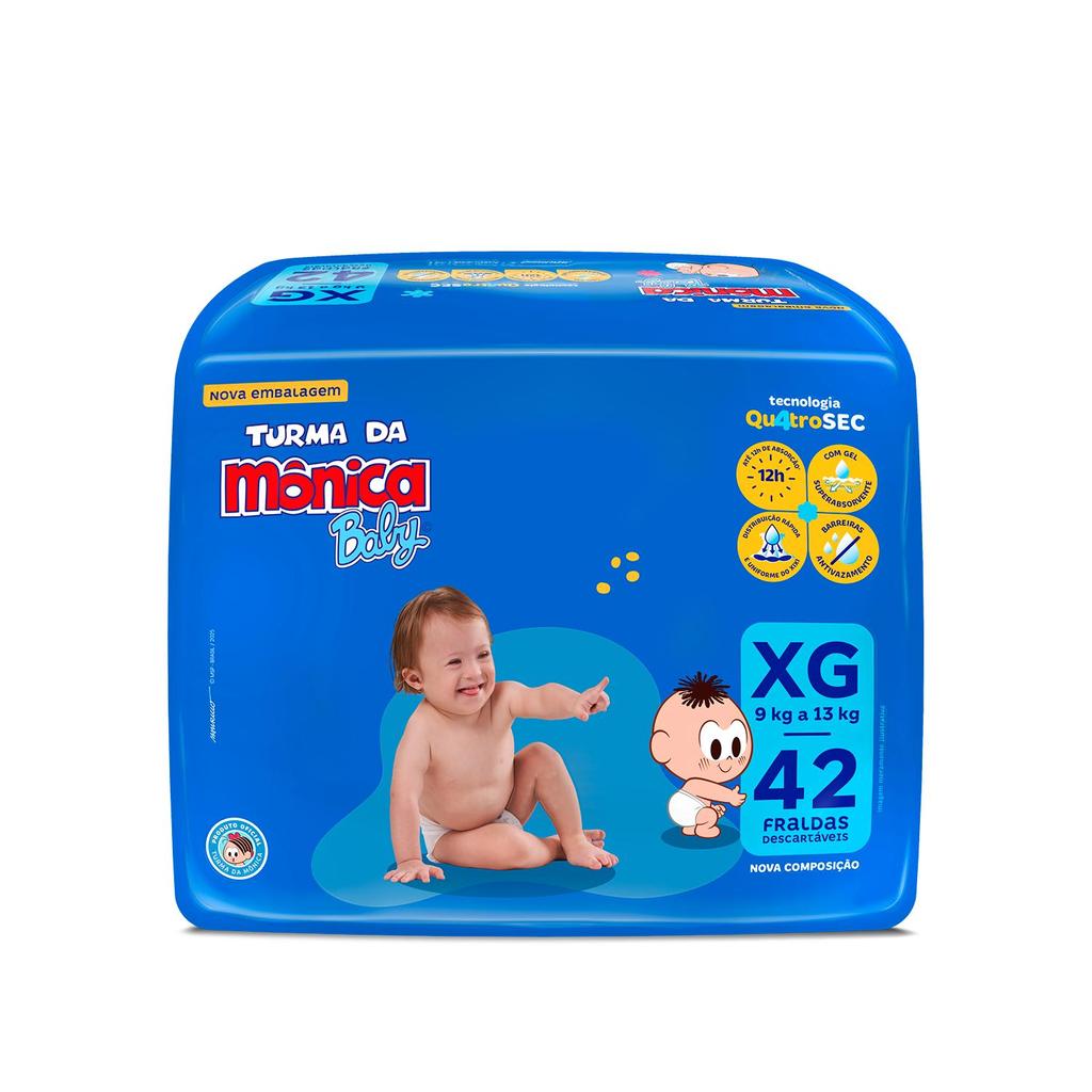 Fralda Turma da Mônica Baby Mega XG com 42un