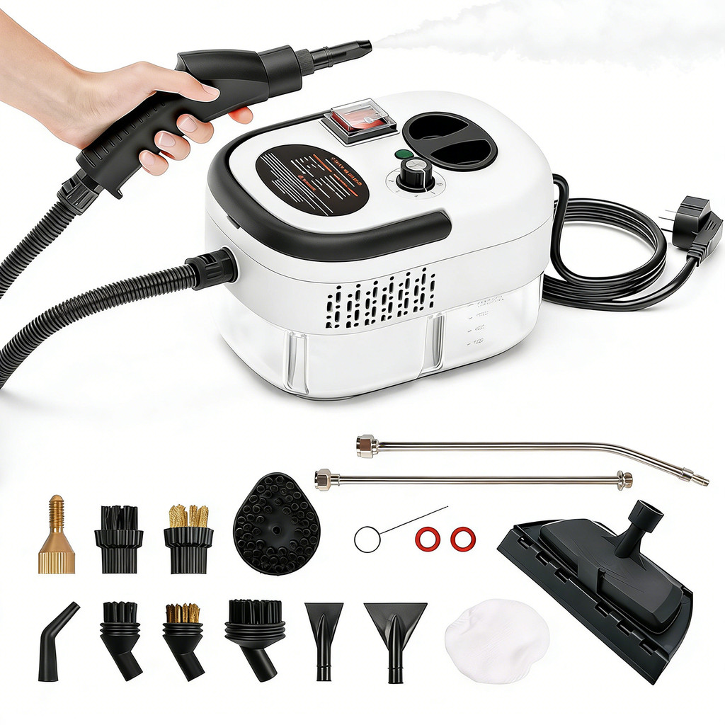 2500W Limpador a Vapor Portátil Máquina de Limpeza Pressurizada Alta Temperatura com Cabeças e Escovas Esterilização