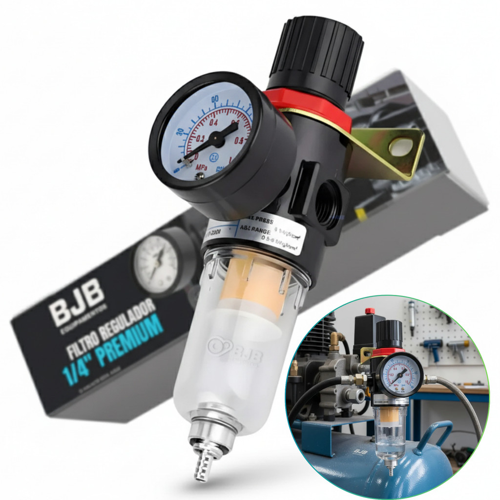 Regulador Filtro Lubrifil 1/4 Profissional Para Compressor Sistema Pneumáticos