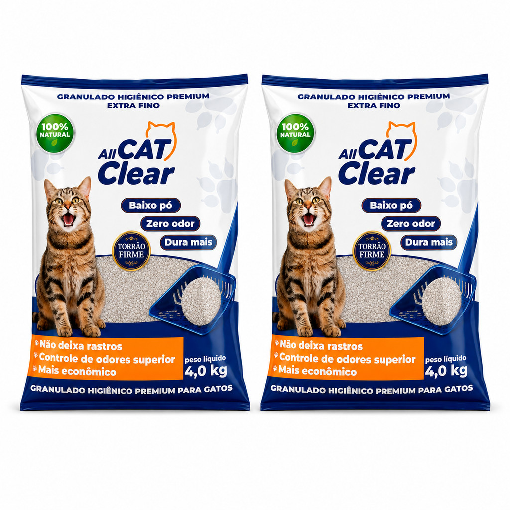 KIT 2 Areias Granulado Higiênico Gatos Extra fino 4kg