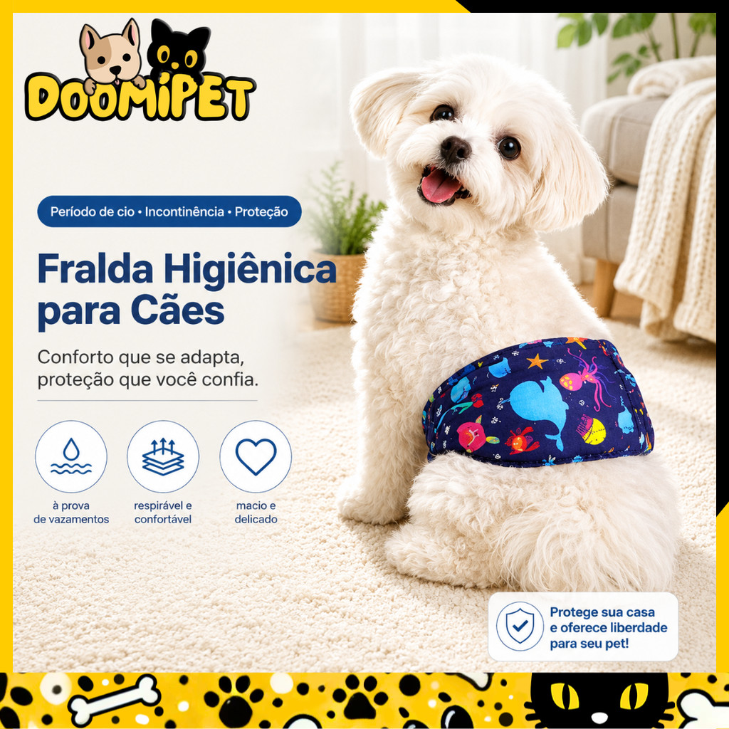 Impressão Calça Fisiológica Macho Cachorro À Prova D'água Calção Respirável Íntima Lavável Fralda