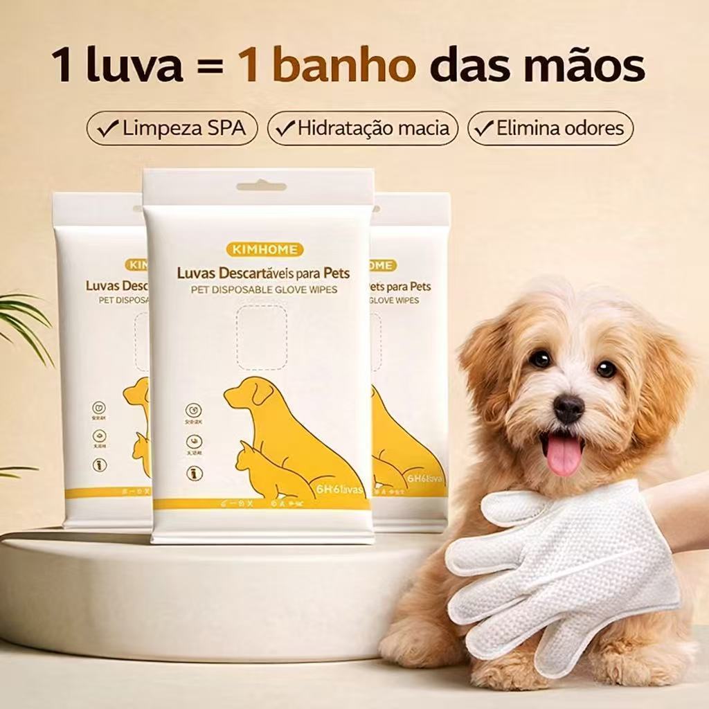 Luvas Descartáveis Para Animais de Estimação Luvas Umedecidas Para Higiene a Seco