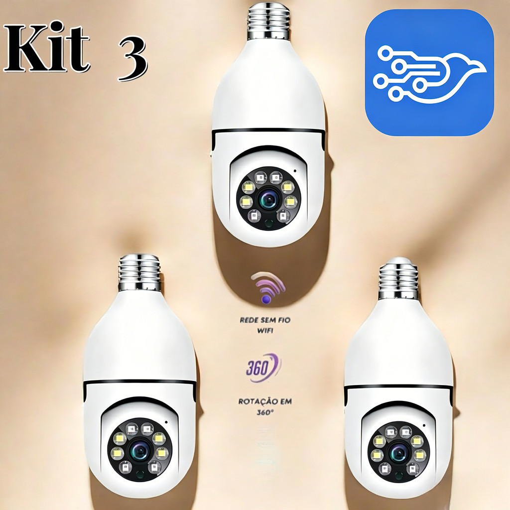 Kit De Câmera De Segurança Sem Fio À Prova D'água Com Rotação De 360 E Aplicativo , Full HD Night Vision V360 Pro
