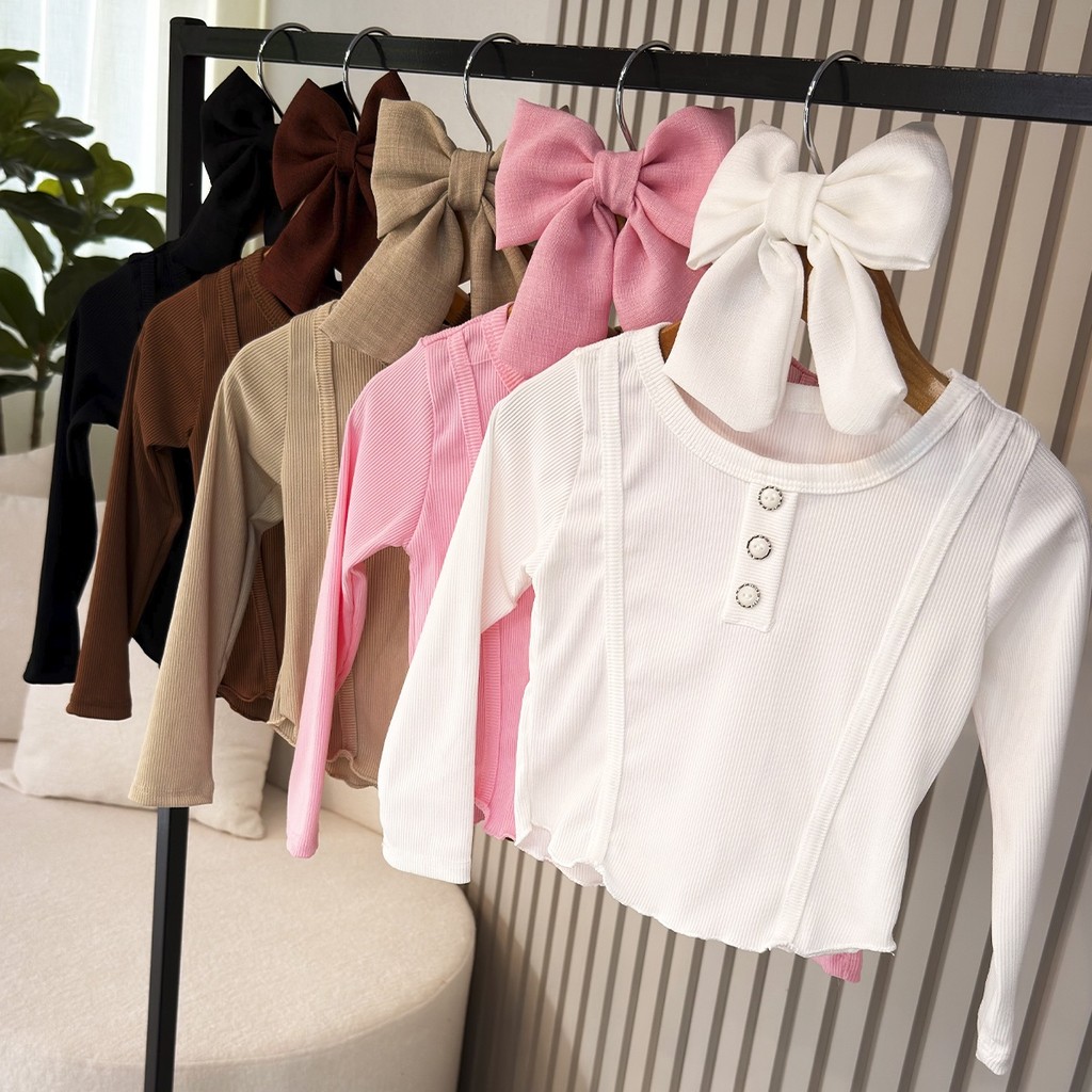Blusa Infantil Jade Bege, Branco, Marrom, Preto e Rosa Menina 02 ao 10