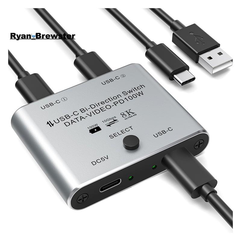 [Preferência R] USB-C KVM Switcher 8K Switch Bidirecional 8K 60Hz/4K 144Hz Suporte De Vídeo 100W PD 10Gbps Transferência