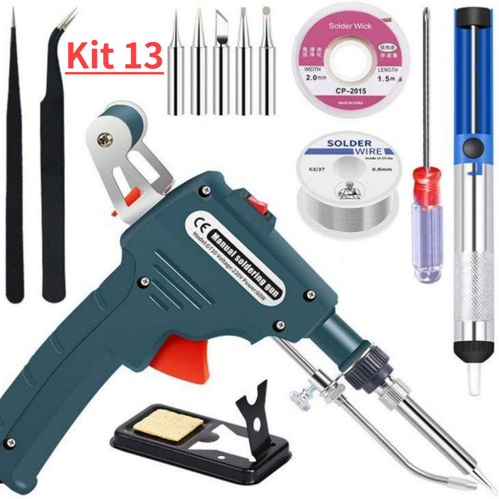 Kit 13 Ferro De Solda Soldar Soldador 60w-110V/220V + Estanho Automático