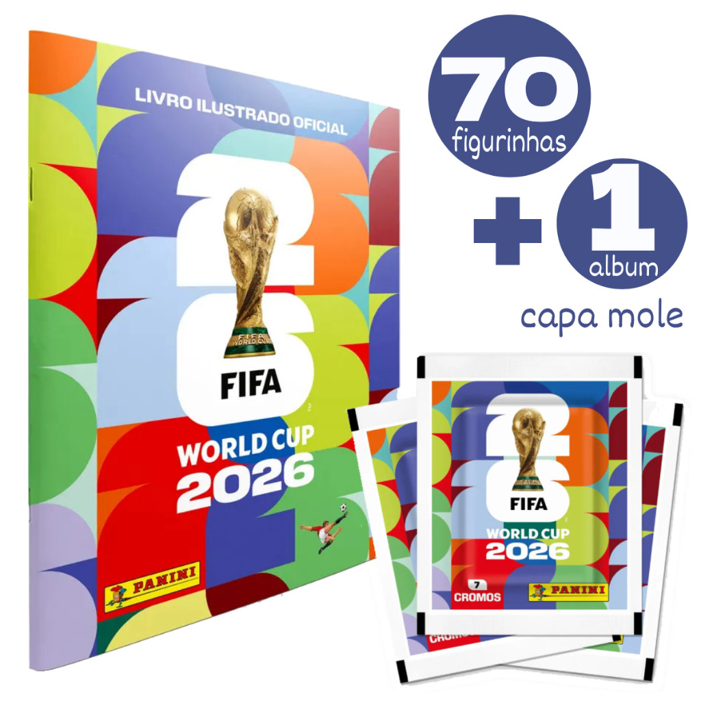KIT PANINI ORIGINAL Álbum Oficial Copa 2026 Capa Mole com 70 Figurinhas Lacrado Pronta Entrega