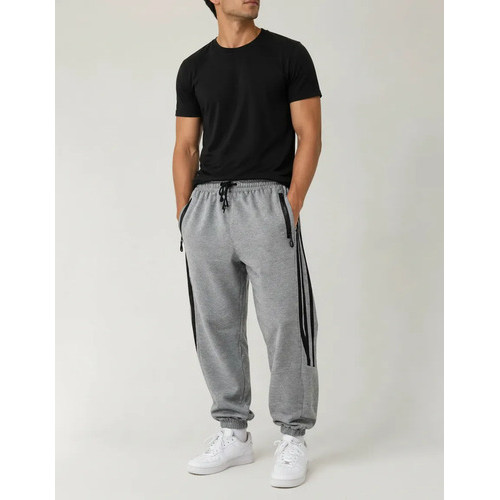Calça Jogger Masculina Moletom – Bolso com Zíper, Ajuste Confortável e Estilo Casual