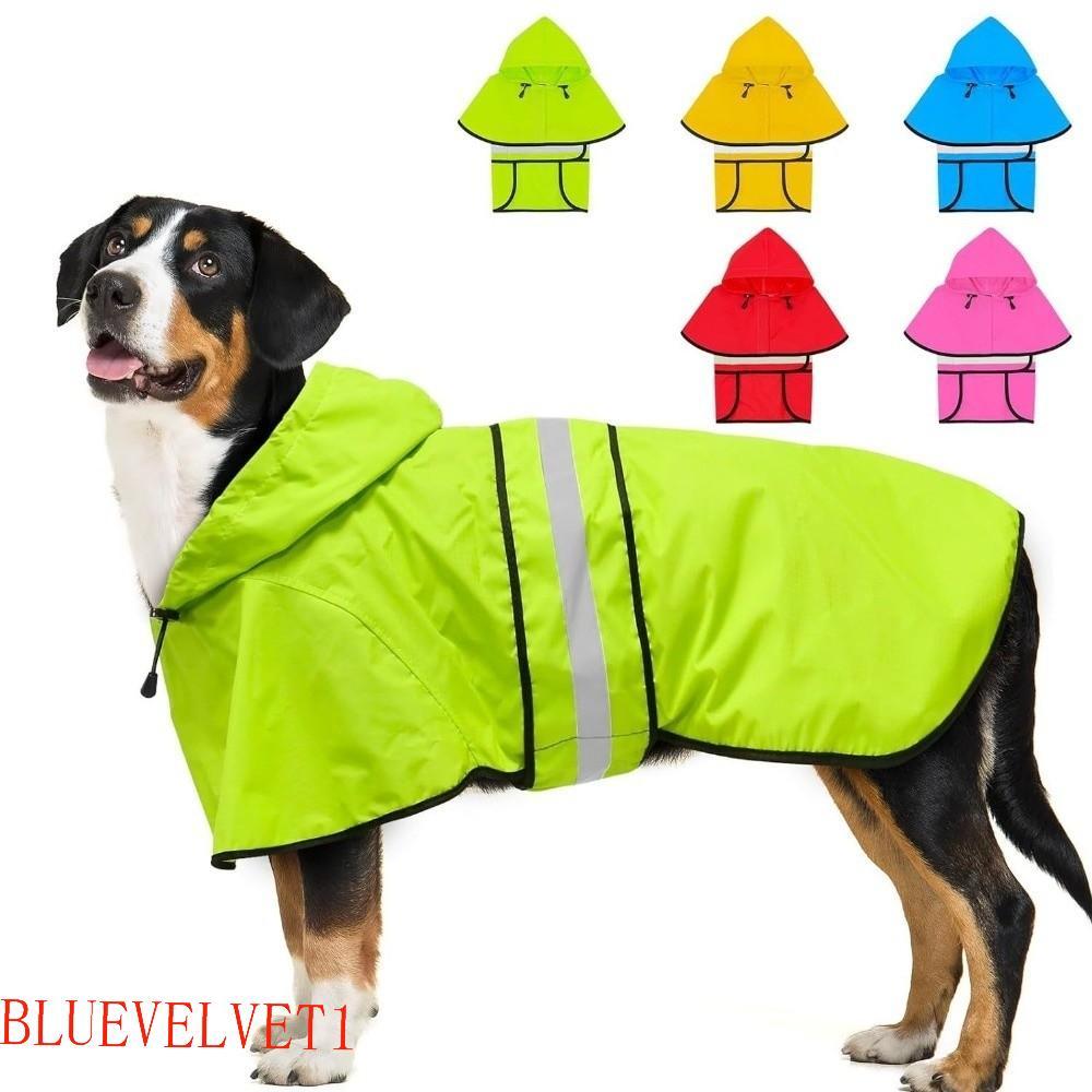 BLUEVELVET1 Capa De Chuva Para Cachorro , Com Capuz De Alta Visibilidade À Prova De Vento , Roupas Fluorescentes Ajustáv
