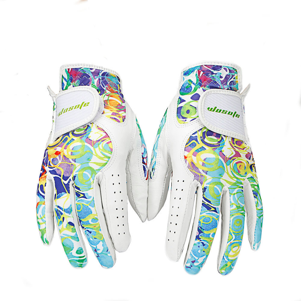 Luvas de golfe femininas luvas de golfe cor fantasma pele de carneiro resistente ao desgaste respirável moda luvas de co