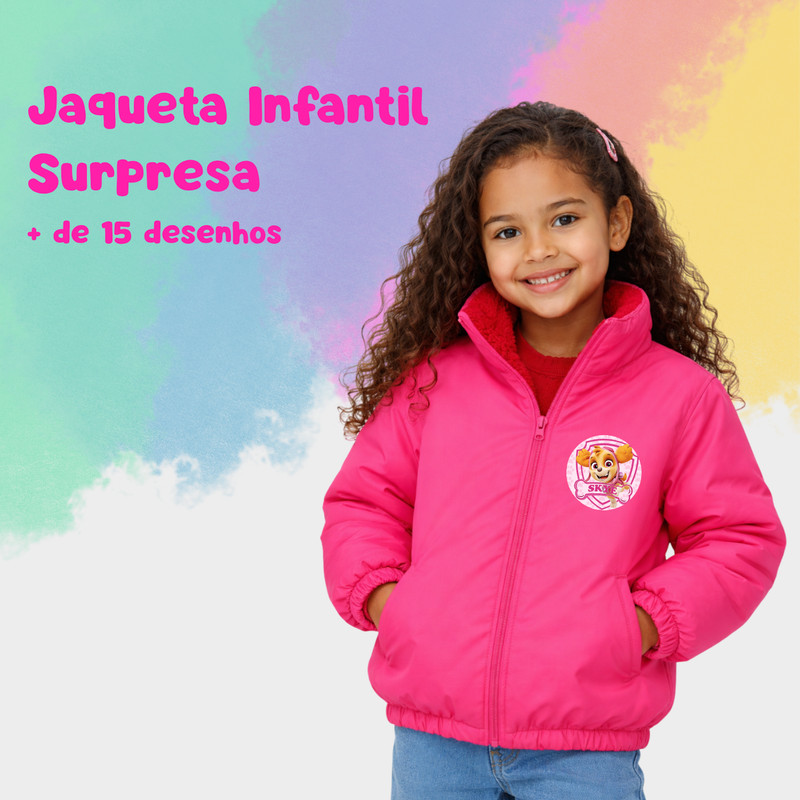 Jaqueta Infantil Meninas Inverno Forrado Escolha o Personagem Cor Surpresa