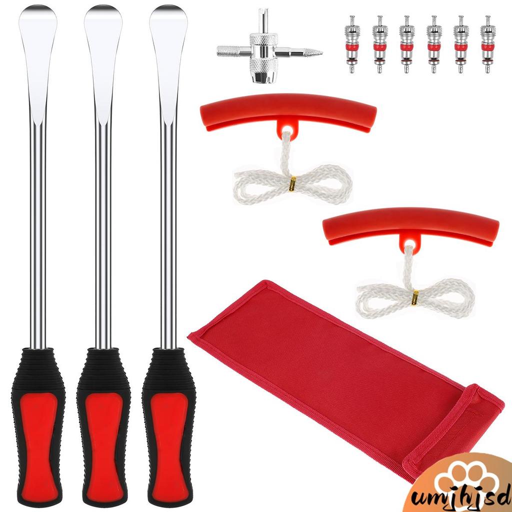 Conjunto De Colher Para Ferramenta De Reparo De Pneus De Motocicleta , 13 Peças , Com 3 Ferros De Pneu E 2 Mangas Protet