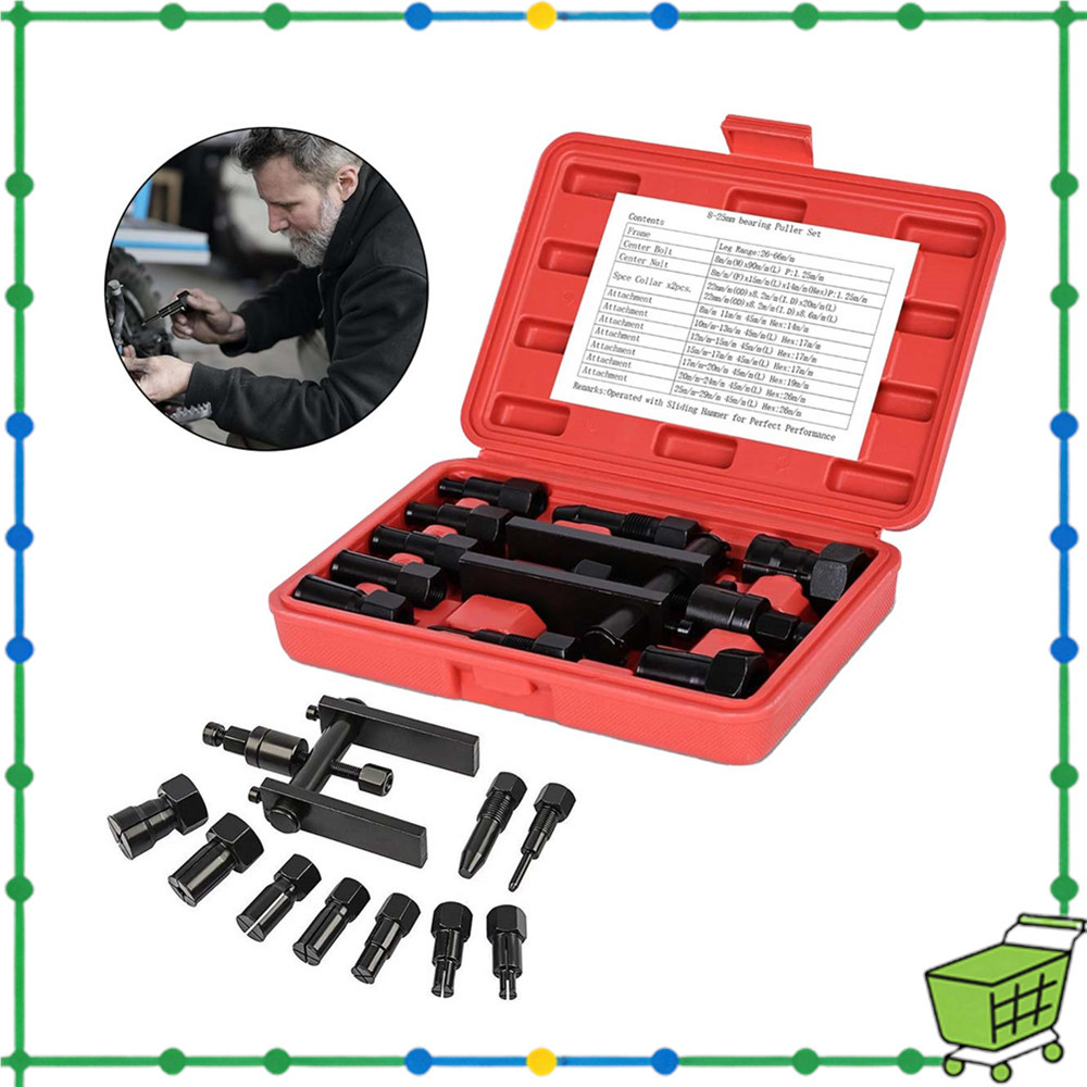 Kit de ferramentas de remoção de rolamento de roda de motocicleta com 10 mandris, liga de aço forjado, com caixa