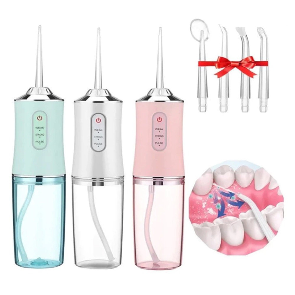 Irrigador Bucal USB Multifuncional 3 em 1 Jato Água Fio Dental Limpador Dentes