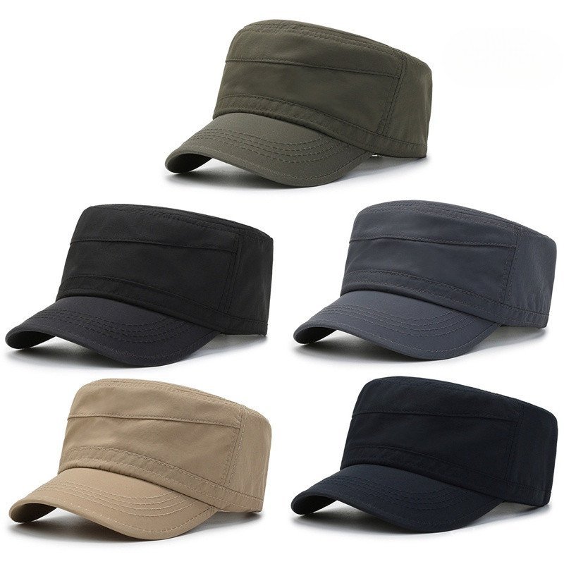 Bonés militares de secagem rápida para esportes ao ar livre, boné respirável masculino estilo exército, boné de topo pla