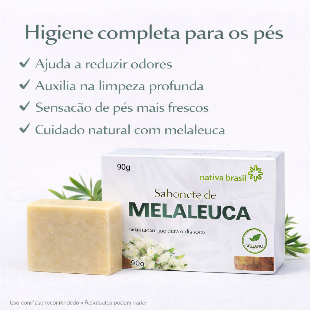 Sabonete natural de Melaleuca para fungos auxilia no combate ao mal cheiro dos pés chulés e micose