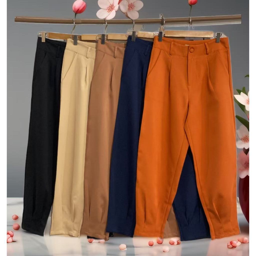 8015 Calça Cenoura Jogger Alfaiataria Feminina Barra Com Zipe linlin 8015