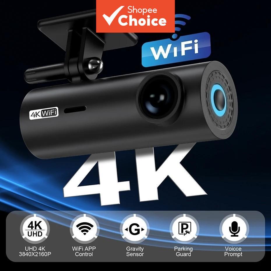 4K UHD WiFi Dash Cam 3840x2160P Carro DVR Gravador De Vídeo Visão Noturna WDR Controle De Voz Modo De Estacionamento