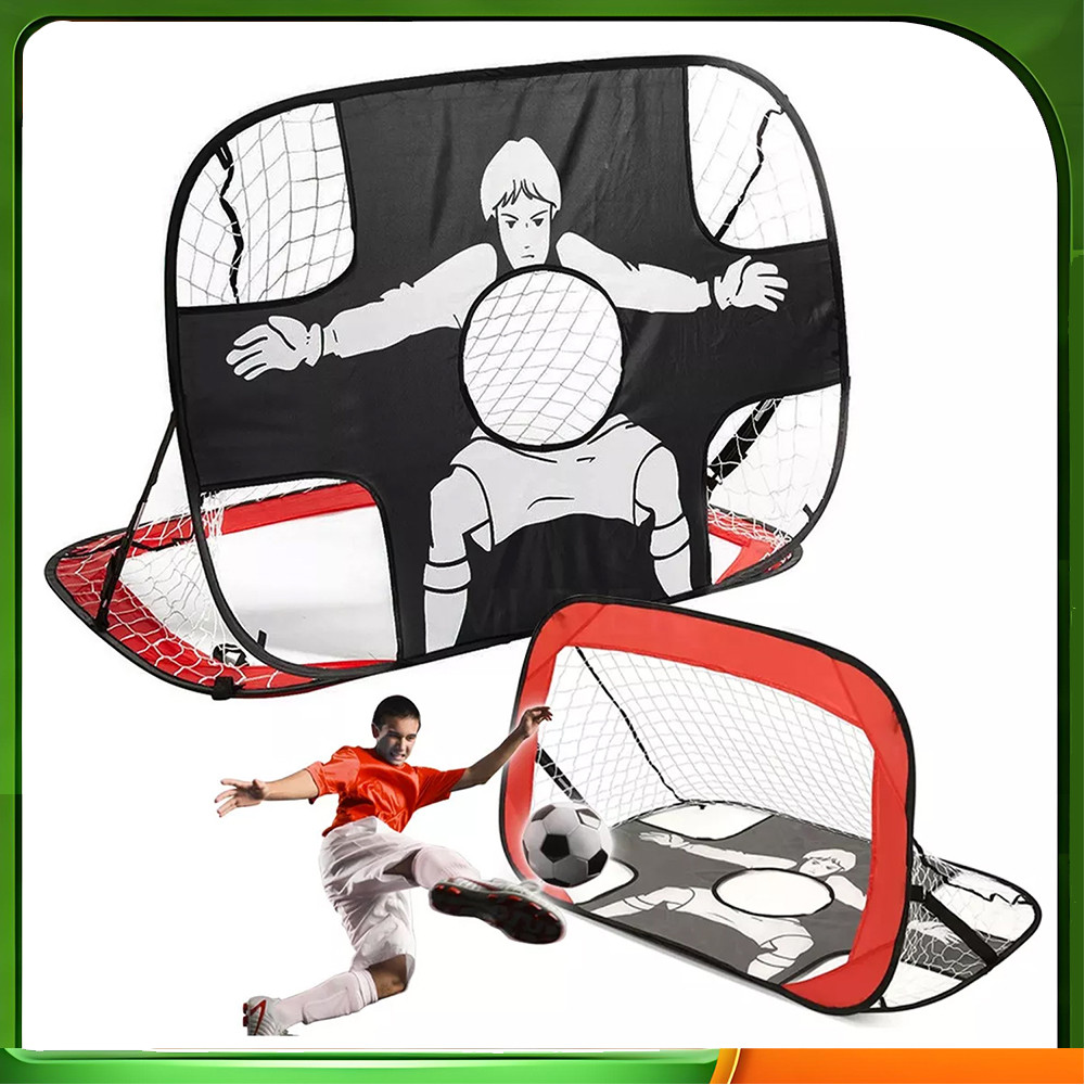 Preto vermelho crianças treinando gol de futebol ao ar livre dobrável conjunto de gol portátil