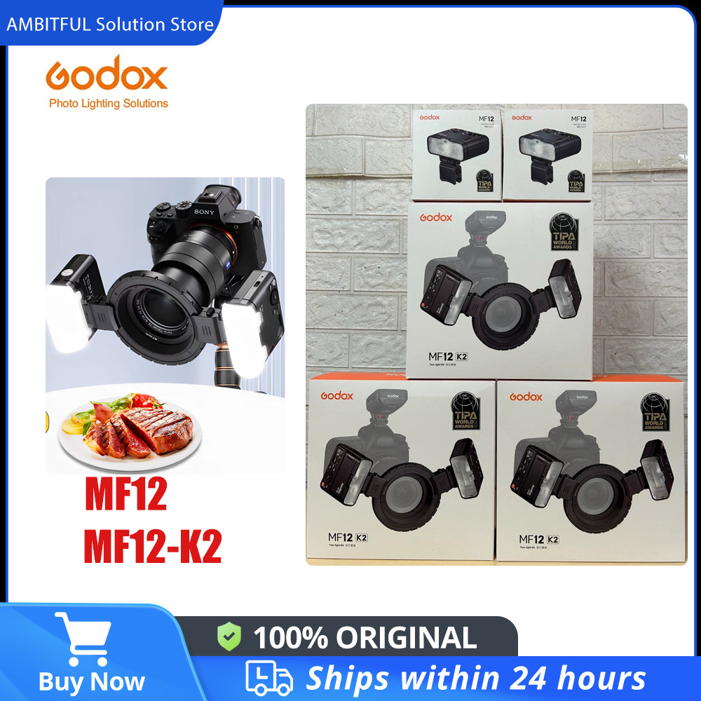 Godox Mini Speedlite MF12 MF12-K2 Macro Flash 2 Kit De Luz Integrado X System TTL + Filtro De Cor Para Tiros