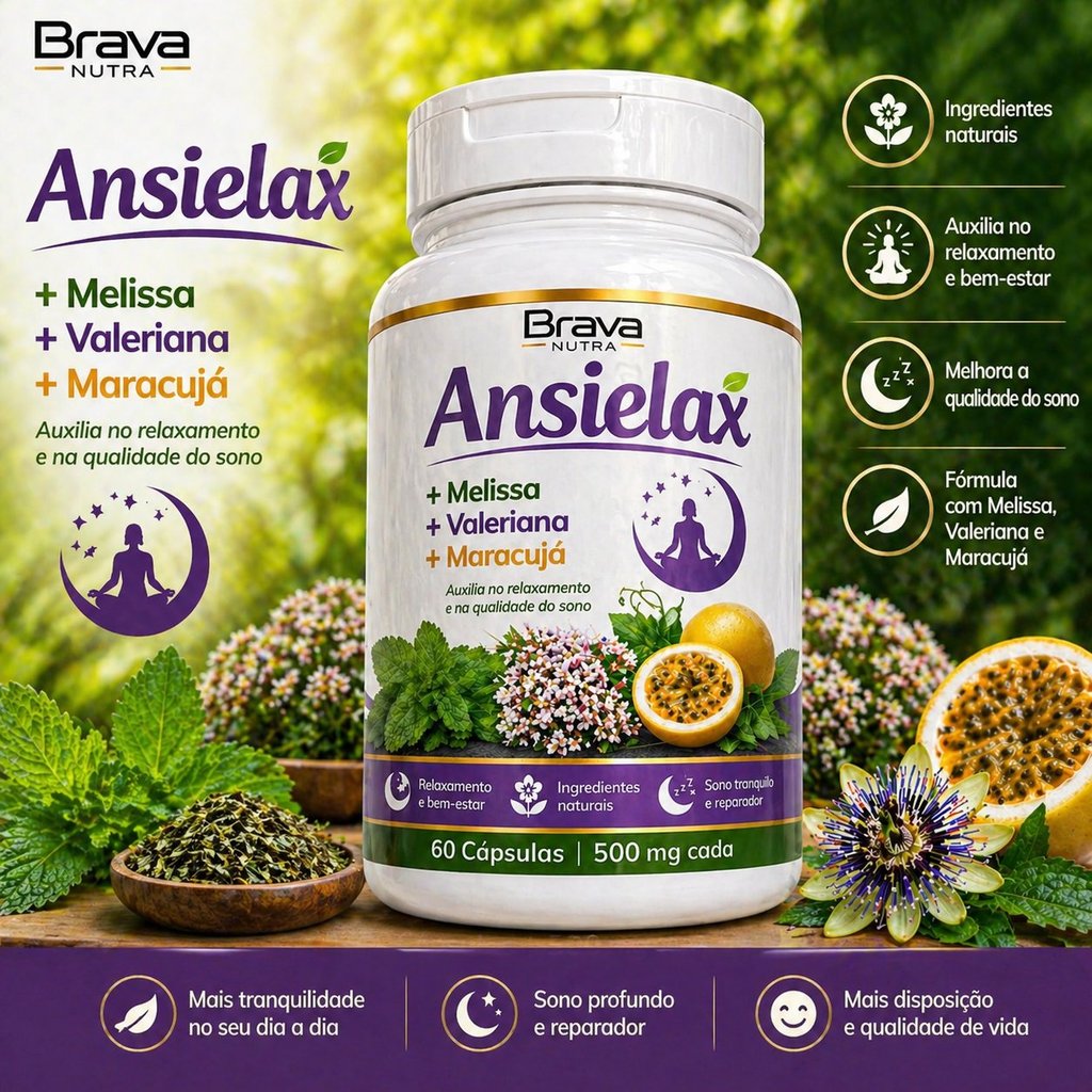 Ansielax Brava Nutra 60 Capsulas De 500mg Envio Imediato