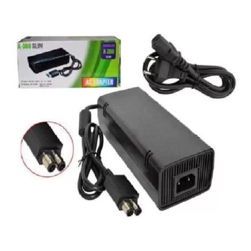 Fonte Xbox 360 Slim Video Game Compatível Bivolt 2 Pinos