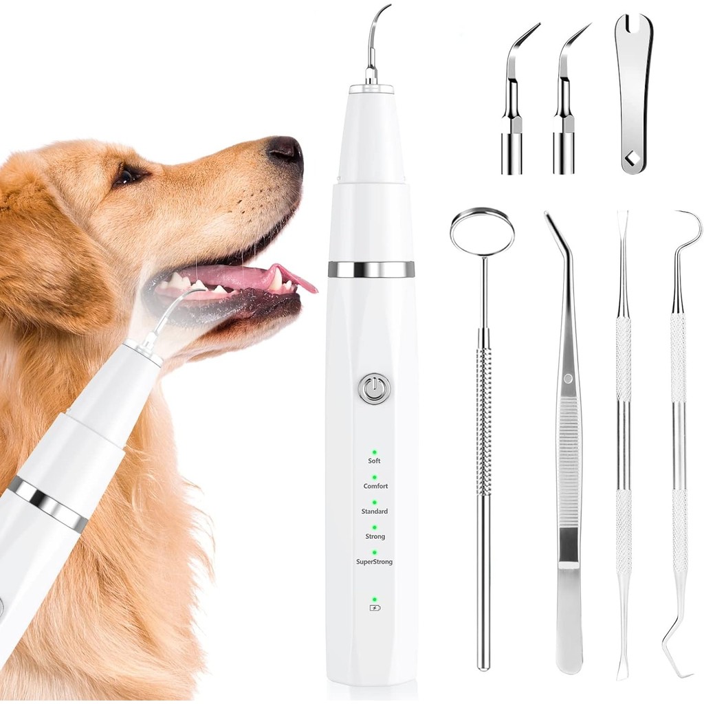 Newpet Limpador de dentes elétrico para animais de estimação por ultra-som Limpeza Oral de Cão/Gato branco