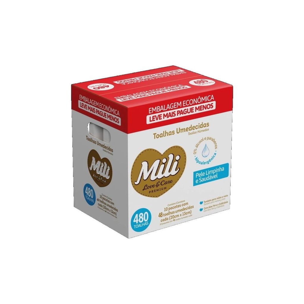 Toalhas Umedecidas Mili Love Care 480 unidades